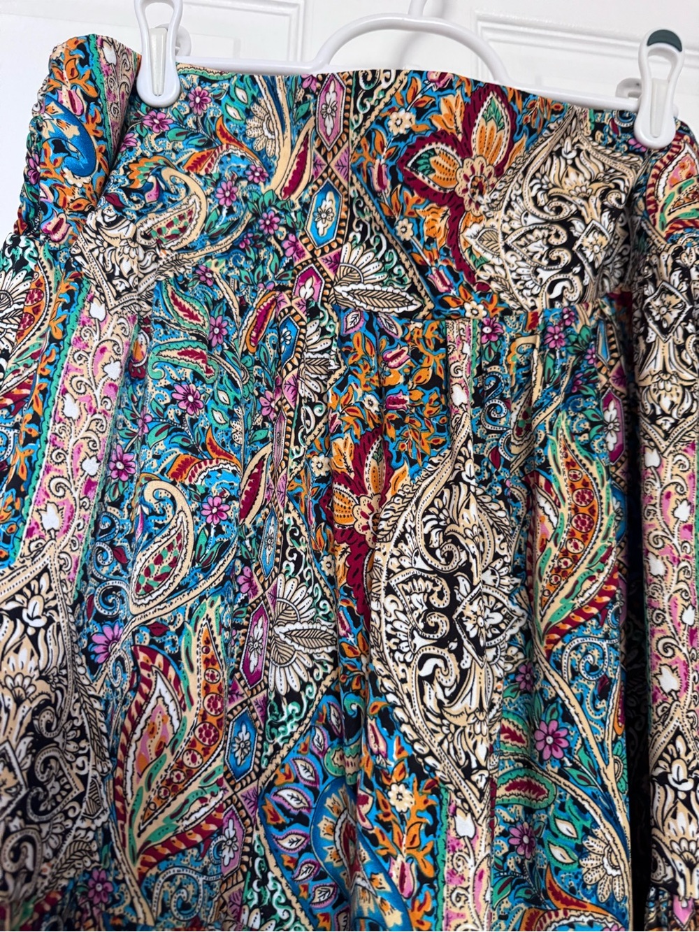 NATURAL LIFE Teal & Multicolor Paisley Tiered Maxi Skirt - Picture 3 of 4